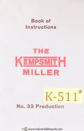 Kempsmith-Kempsmith Type G, Milling Operations Parts and Maintenance Manual 1943-G-02